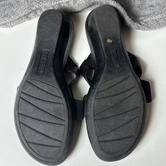 Bass Women's Heather Thong Sandals Black Leather Wedge Flip Flop Boho City Y2K 9 - Picture 16 of 16